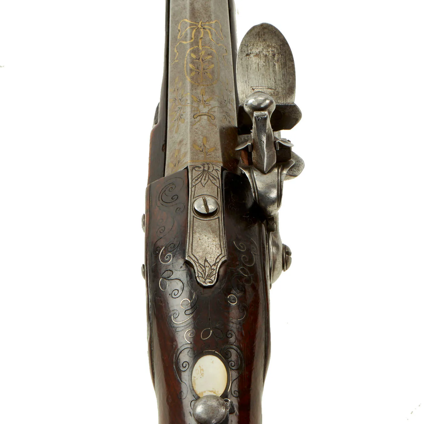 Original 18th Century Italian Ornate Flintlock Oval Muzzle Blunderbuss by Martinoni with Folding Stock circa 1750