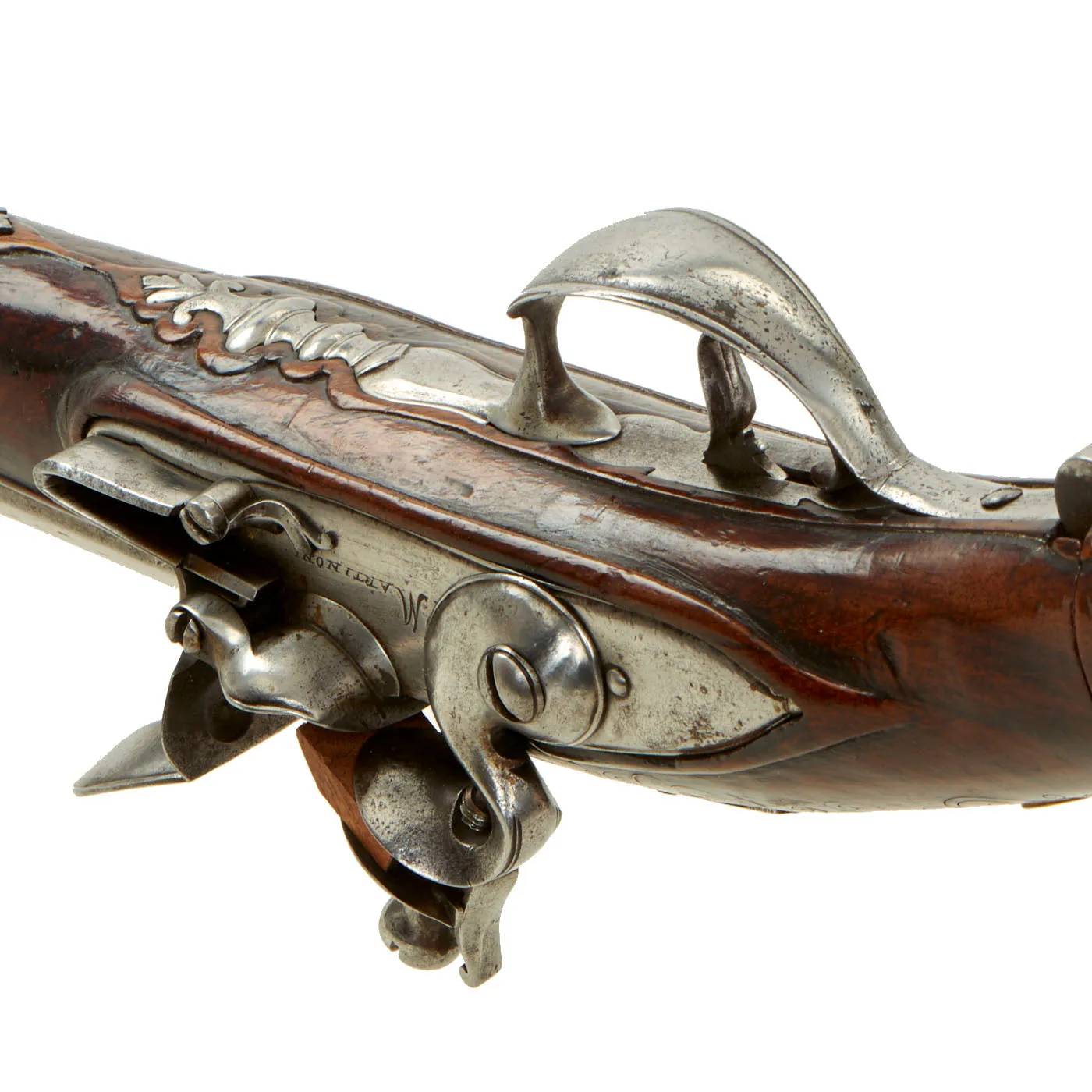 Original 18th Century Italian Ornate Flintlock Oval Muzzle Blunderbuss by Martinoni with Folding Stock circa 1750