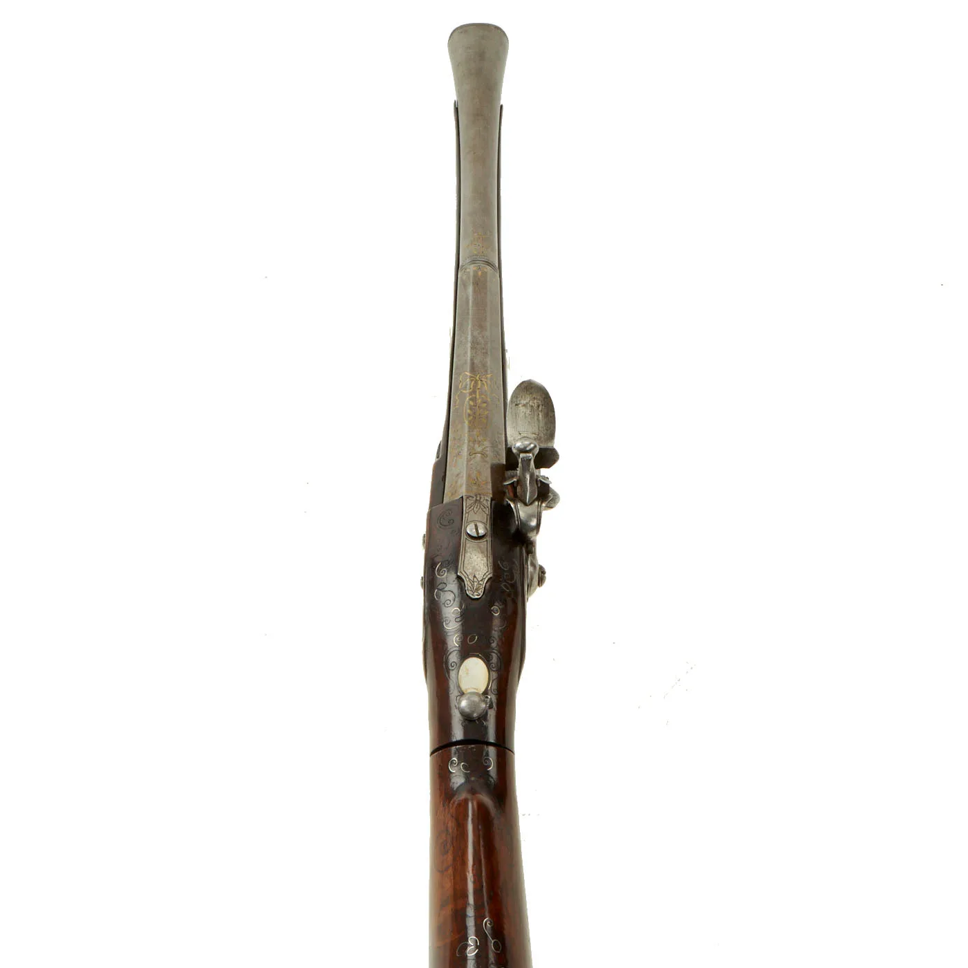 Original 18th Century Italian Ornate Flintlock Oval Muzzle Blunderbuss by Martinoni with Folding Stock circa 1750