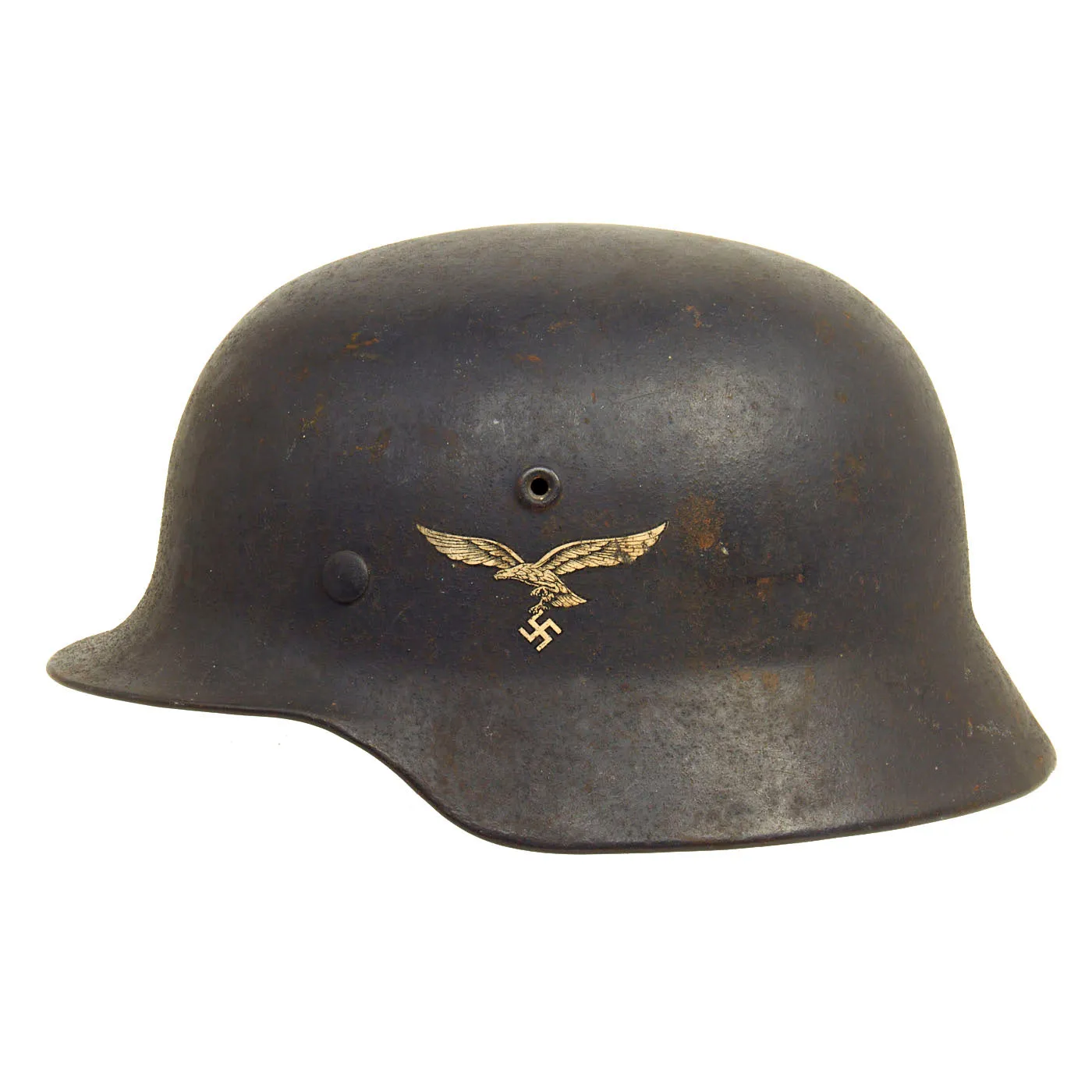 Original German WWII Extra Large M40 Single Decal Luftwaffe Helmet with 61cm Liner & Chinstrap - SE68