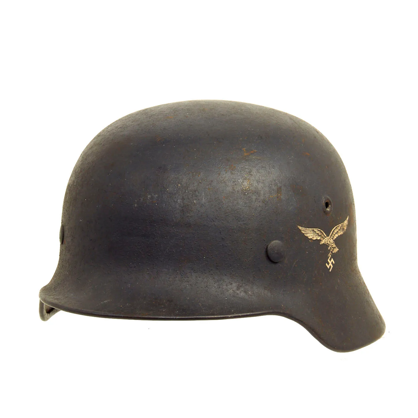 Original German WWII Extra Large M40 Single Decal Luftwaffe Helmet with 61cm Liner & Chinstrap - SE68