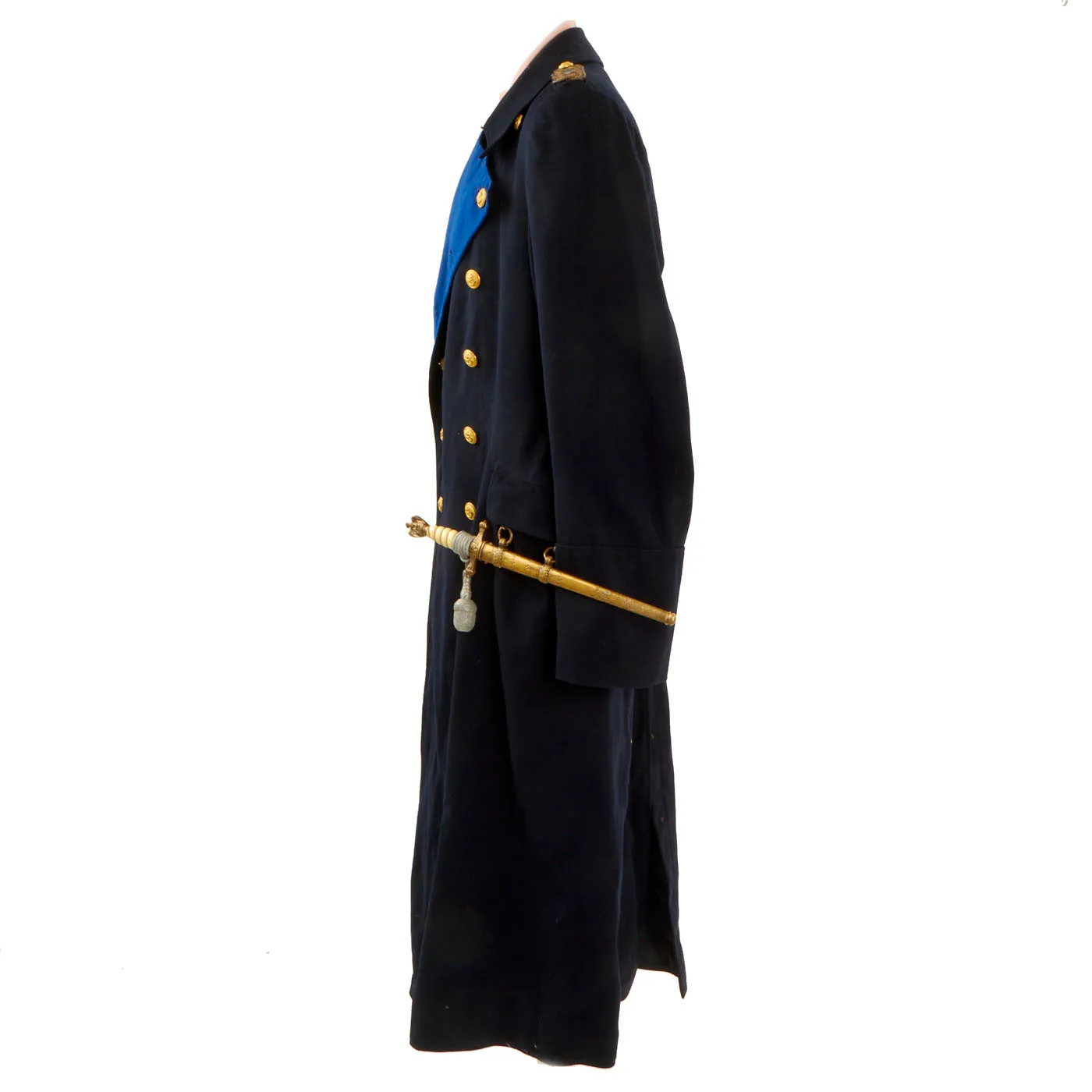 Original German WWII German Kriegsmarine Navy Vice Admiral Wool Overcoat with 2nd Model Dagger by WKC