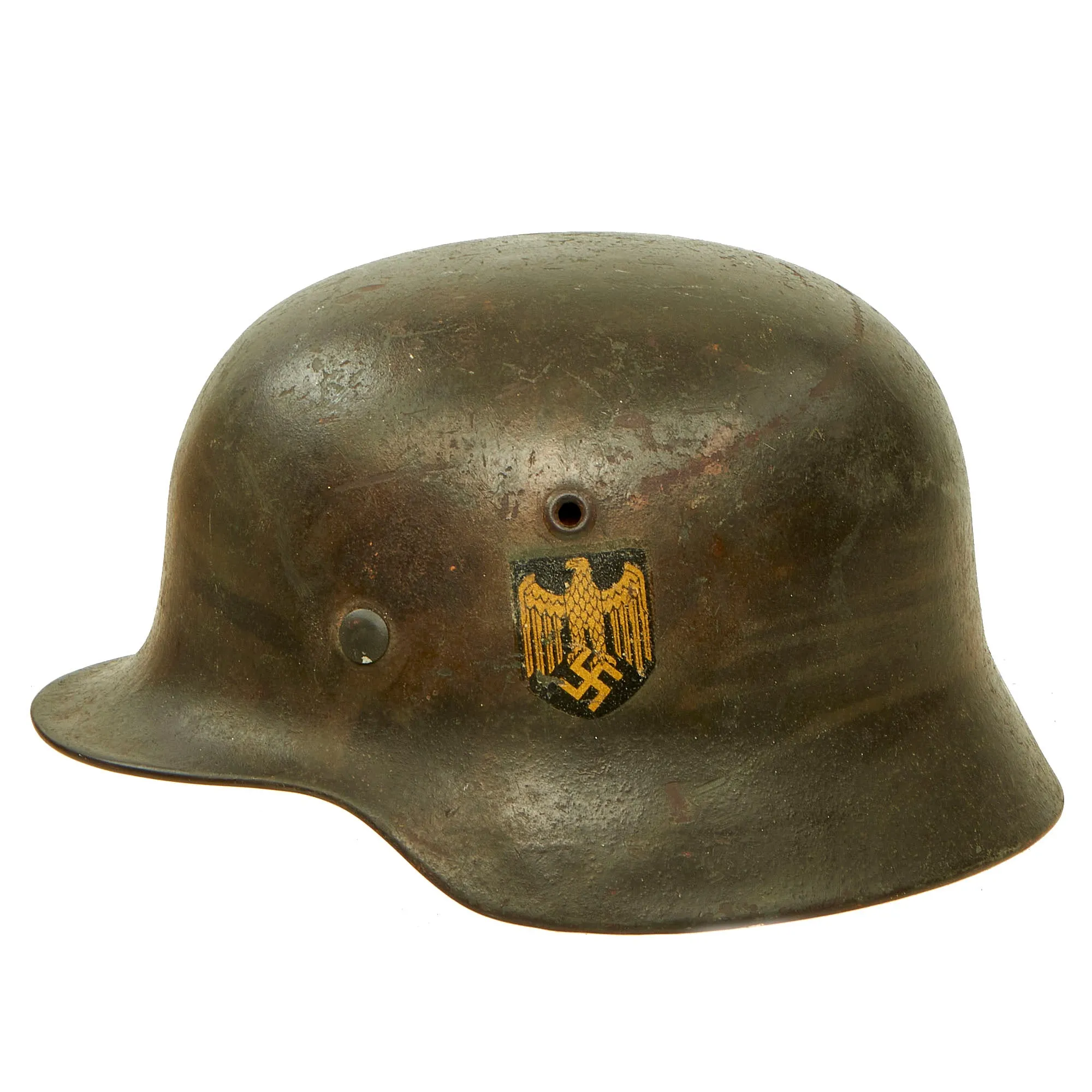 Original Rare German WWII Kriegsmarine Navy M40 Single Decal Helmet with Dome Stamp & 57cm Liner - ET64