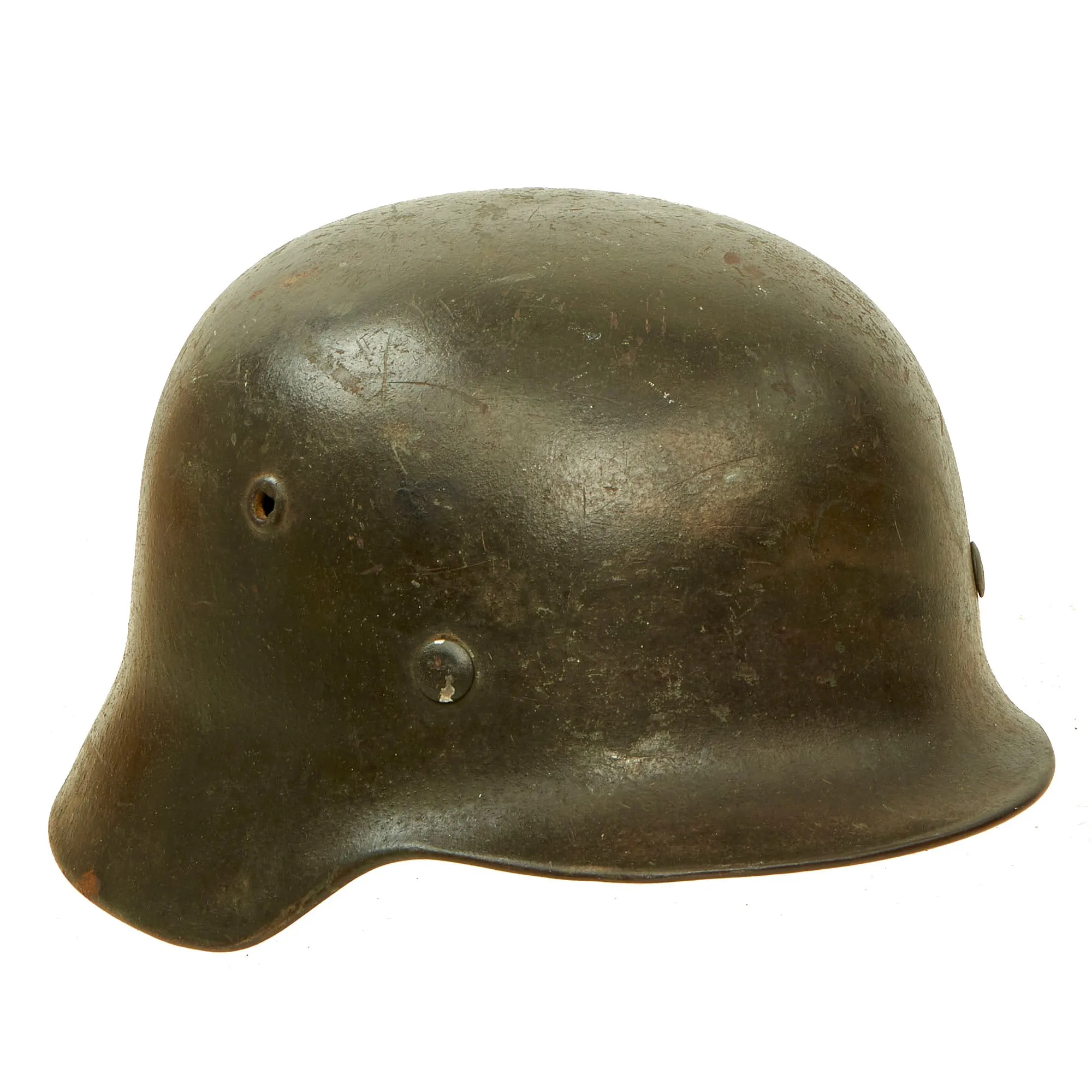 Original Rare German WWII Kriegsmarine Navy M40 Single Decal Helmet with Dome Stamp & 57cm Liner - ET64