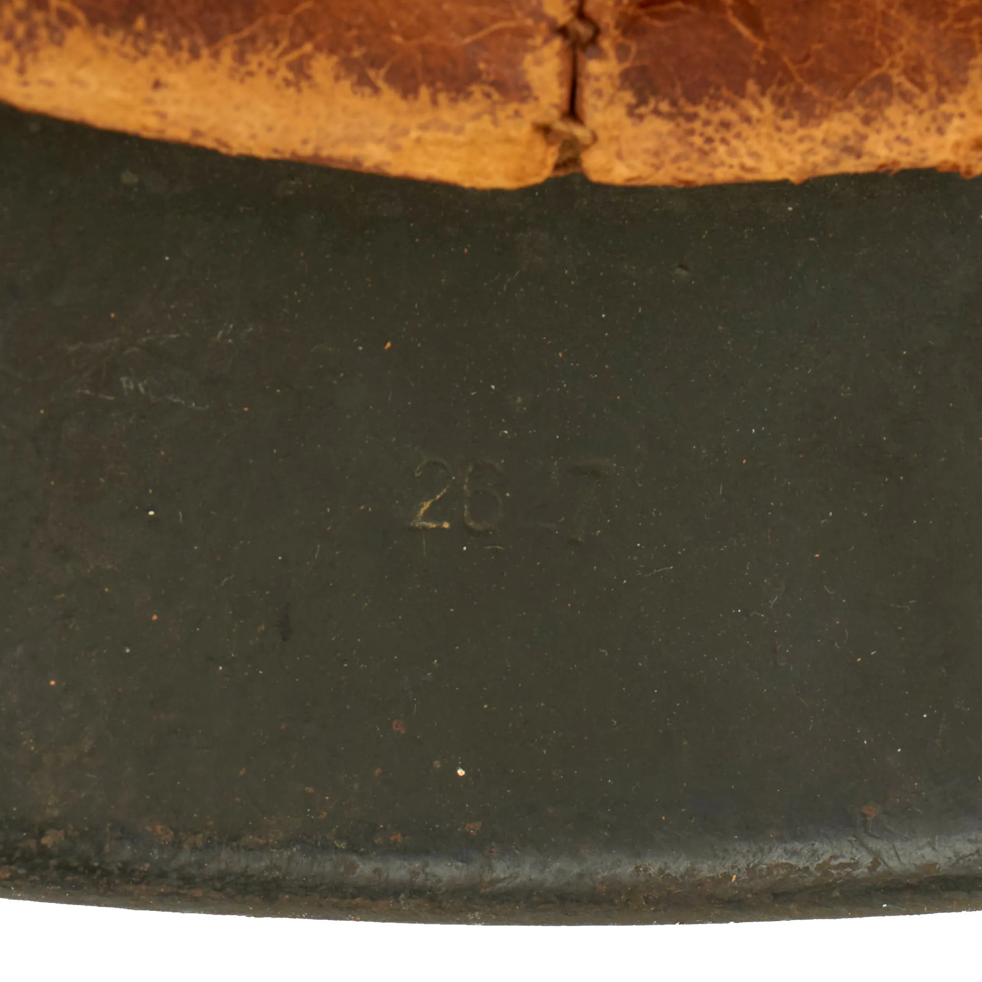 Original Rare German WWII Kriegsmarine Navy Single Decal M42 Helmet with Textured Paint, 58cm Liner & Broken Chinstrap - ET66