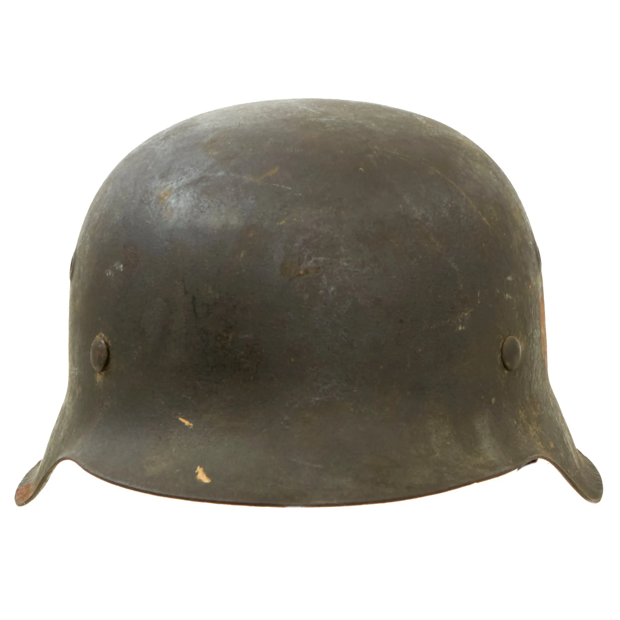 Original Rare German WWII Kriegsmarine Navy Single Decal M42 Helmet with Textured Paint, 58cm Liner & Broken Chinstrap - ET66