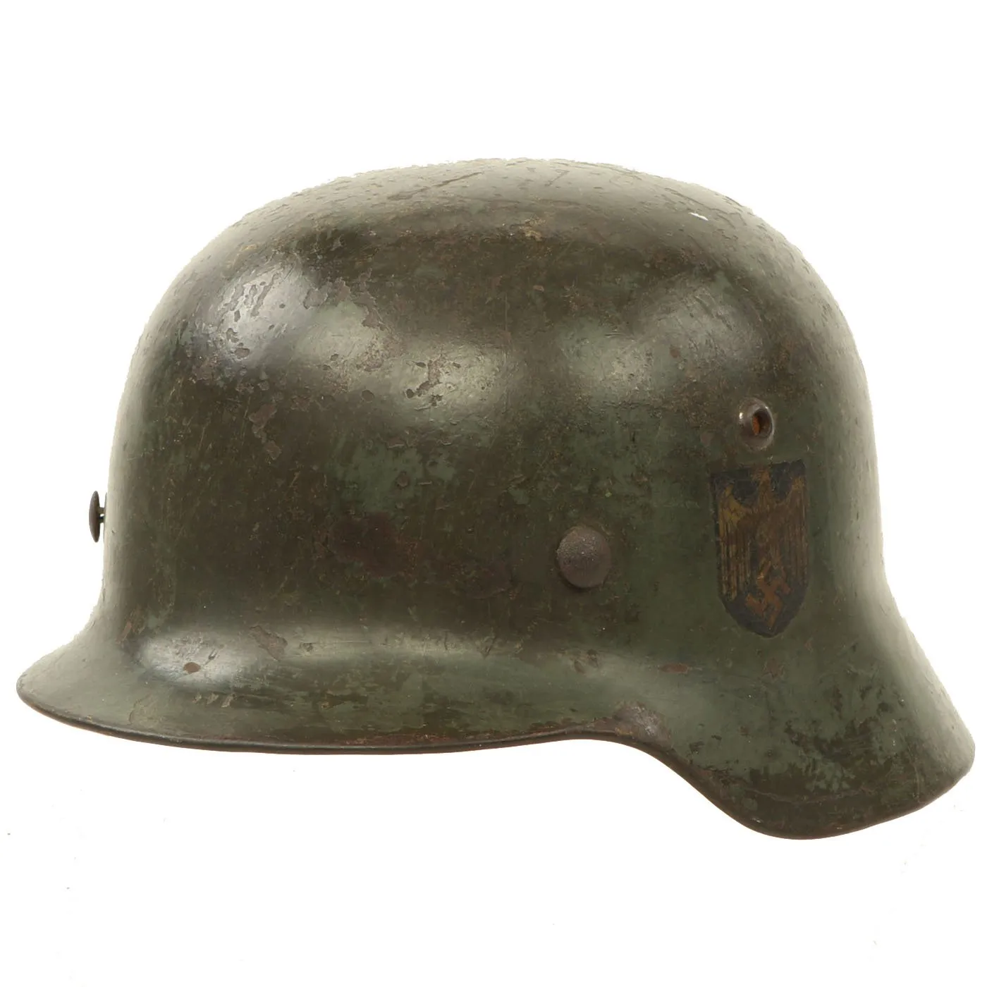 Original Rare German WWII Named Kriegsmarine Navy M35 Single Decal Steel Helmet with 56cm Liner - ET64