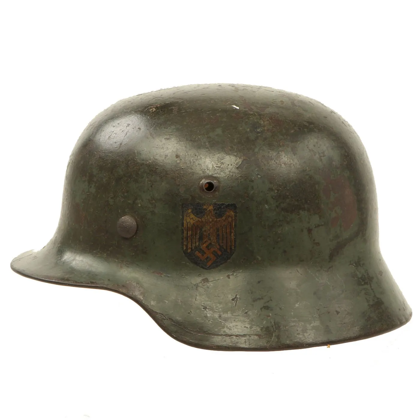 Original Rare German WWII Named Kriegsmarine Navy M35 Single Decal Steel Helmet with 56cm Liner - ET64