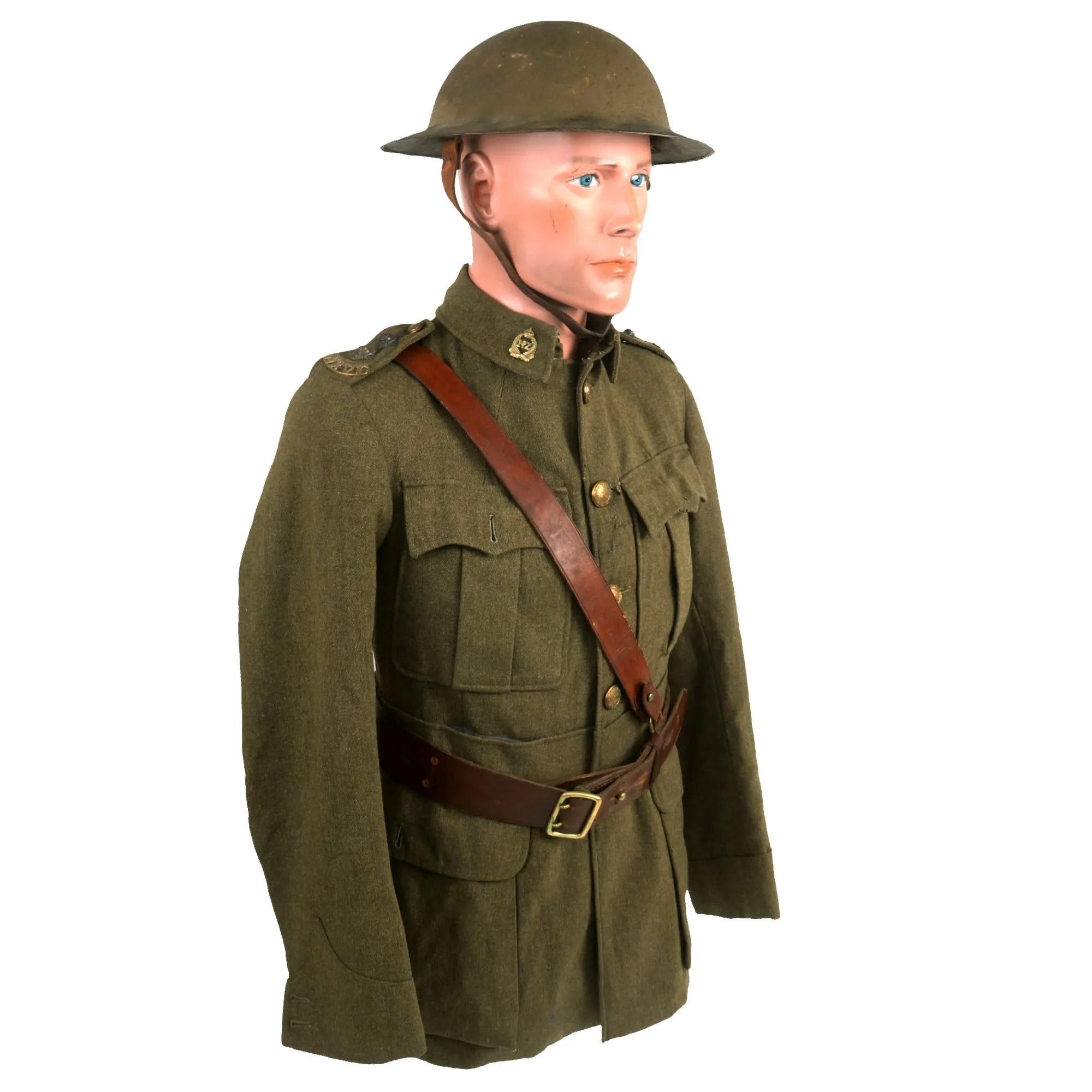 Original WWI ANZAC New Zealand Veterinary Corps Officer’s Uniform, Helmet & Overcoat Grouping - Astoundingly Rare