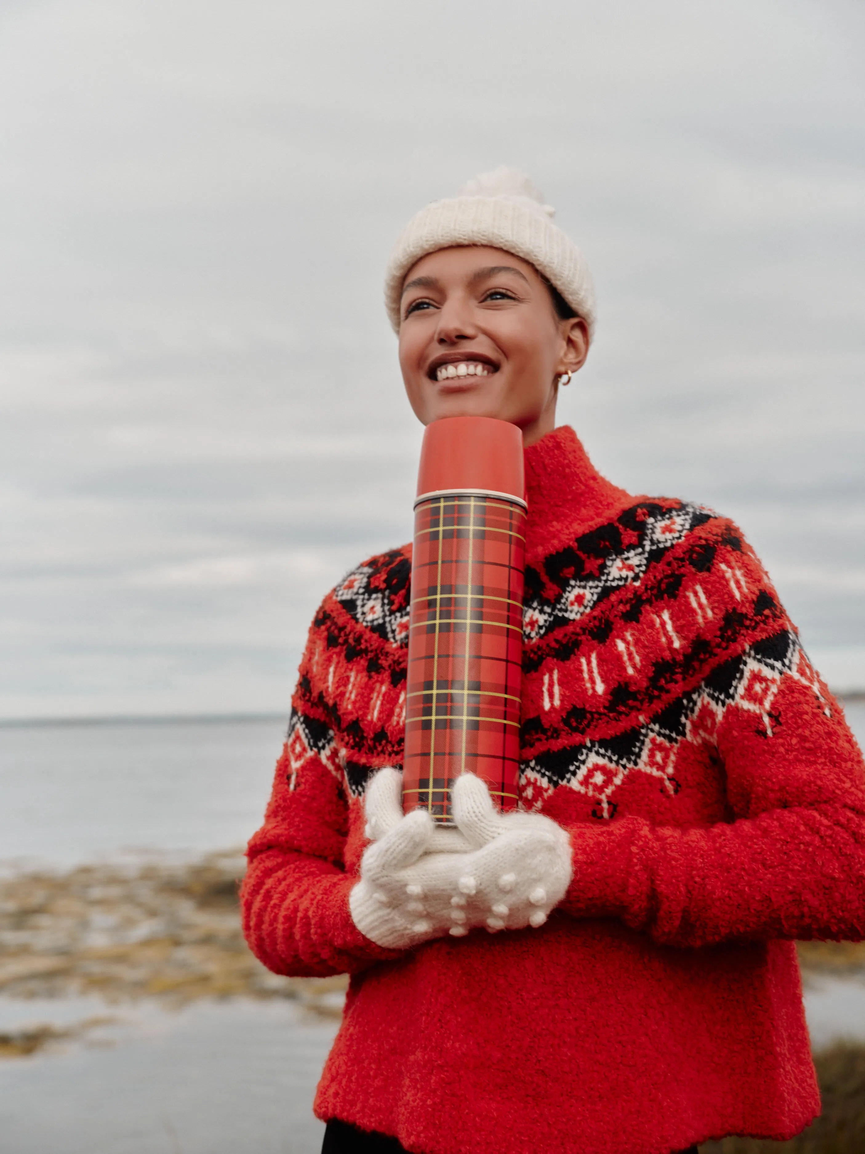 Red Boucle Emmett Fair Isle Turtleneck