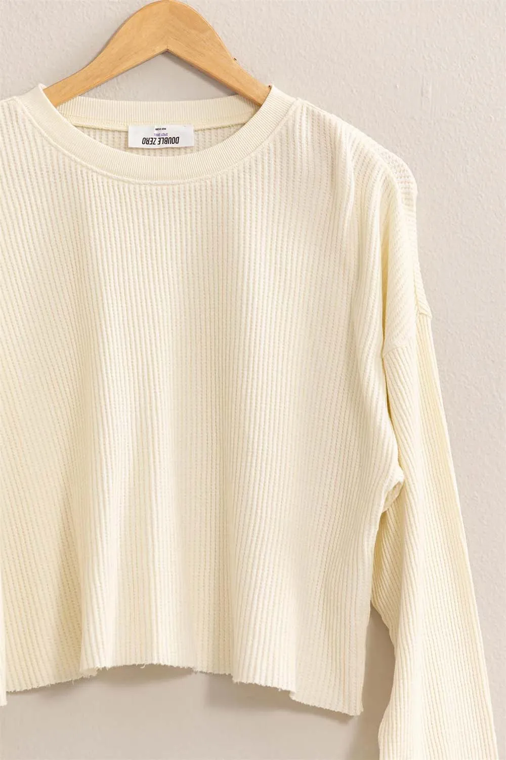 RIBBED LS CROP SWEATER