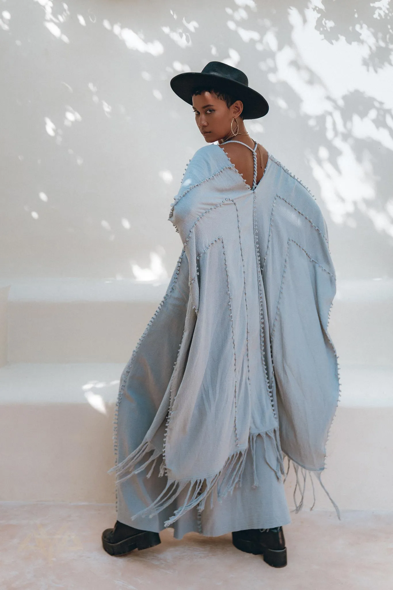 Sky Blue Poncho Robe • Boho Cape for Women • Bridal Cover Up for Wedding