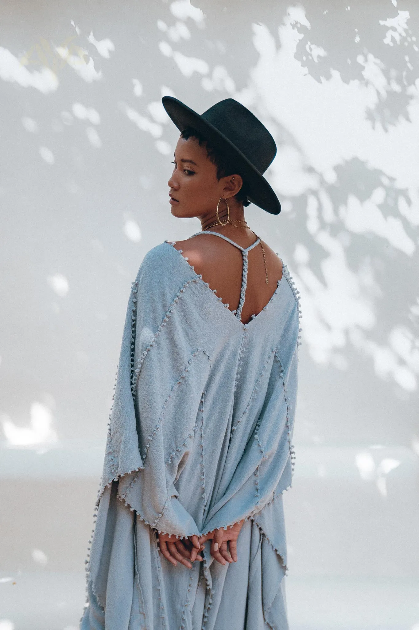 Sky Blue Poncho Robe • Boho Cape for Women • Bridal Cover Up for Wedding