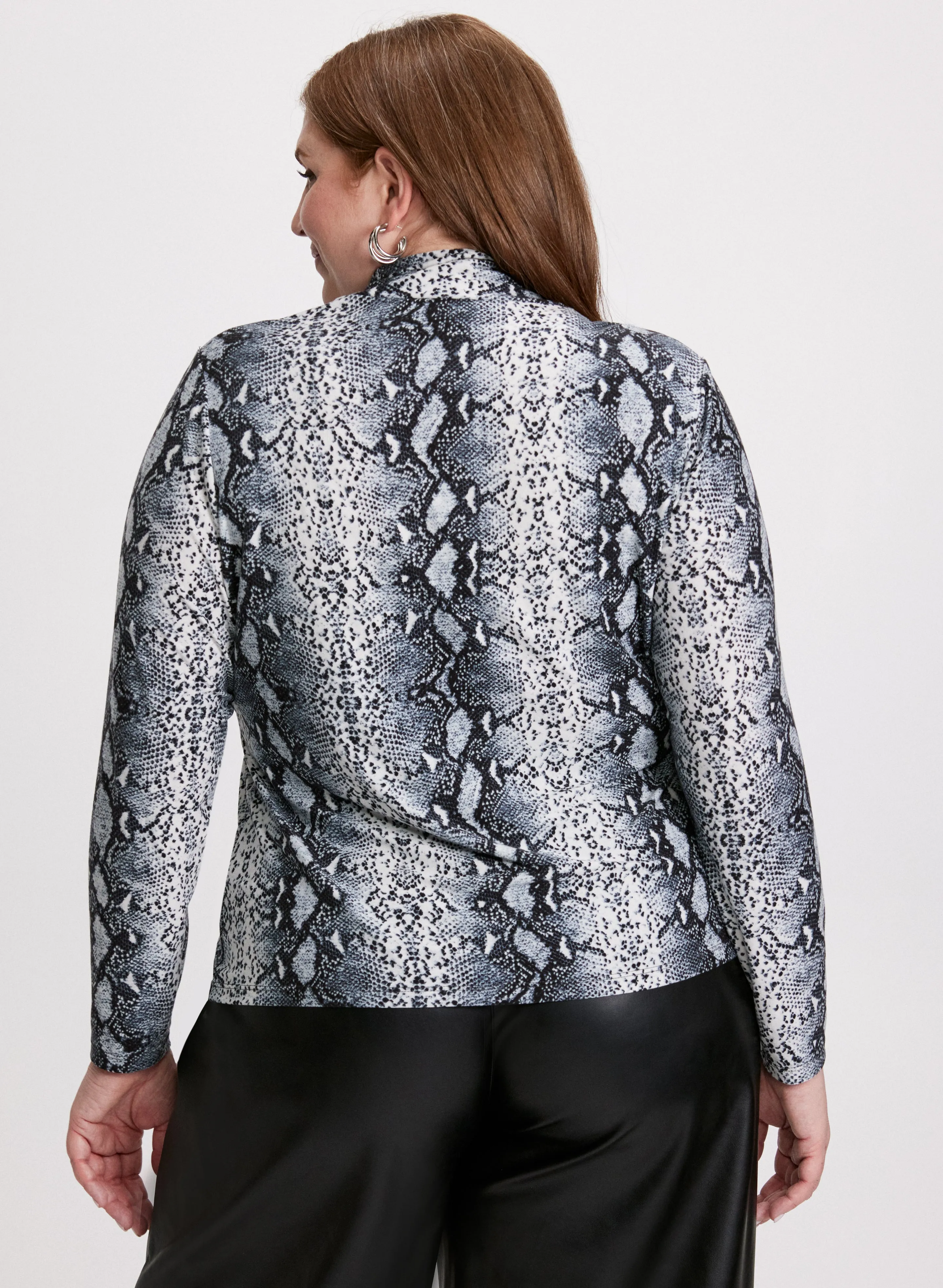 Snake Print Turtleneck Top