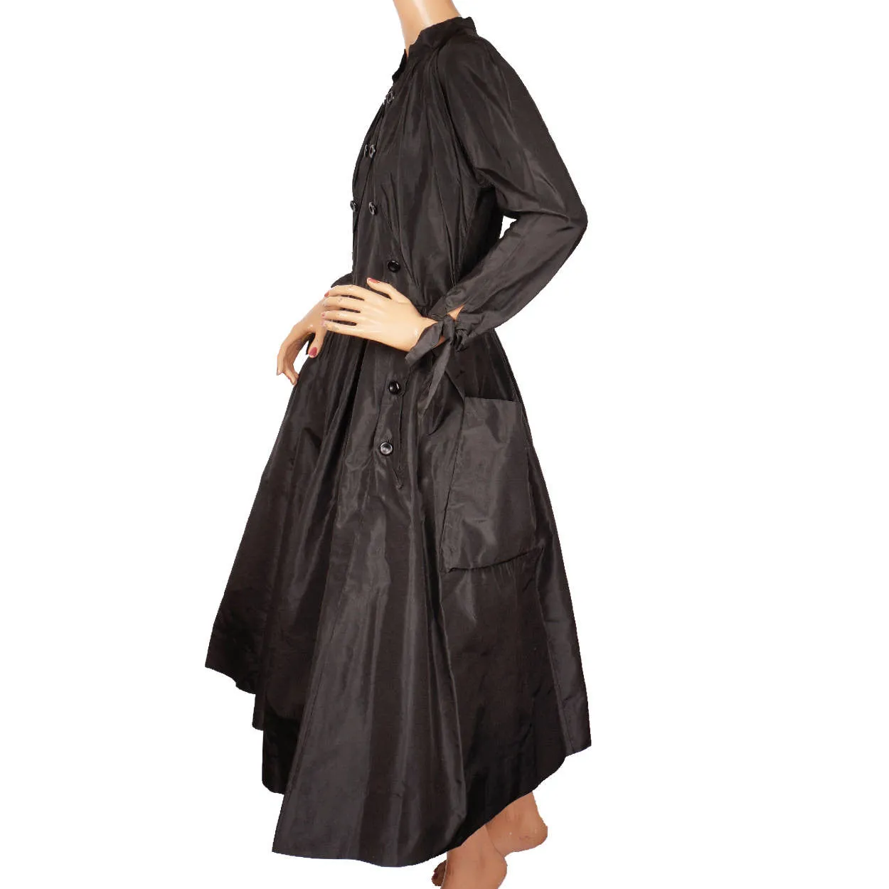 Vintage 1950s Christian Dior New Look Dress Black Silk Taffeta Medium