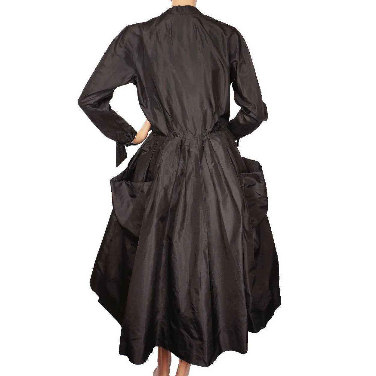 Vintage 1950s Christian Dior New Look Dress Black Silk Taffeta Medium